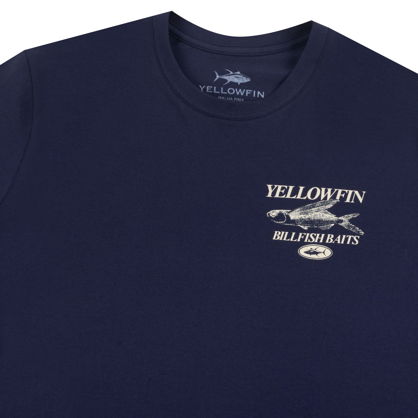 Camiseta Yellowfin Billfish Baits PIMA Azul Marinho