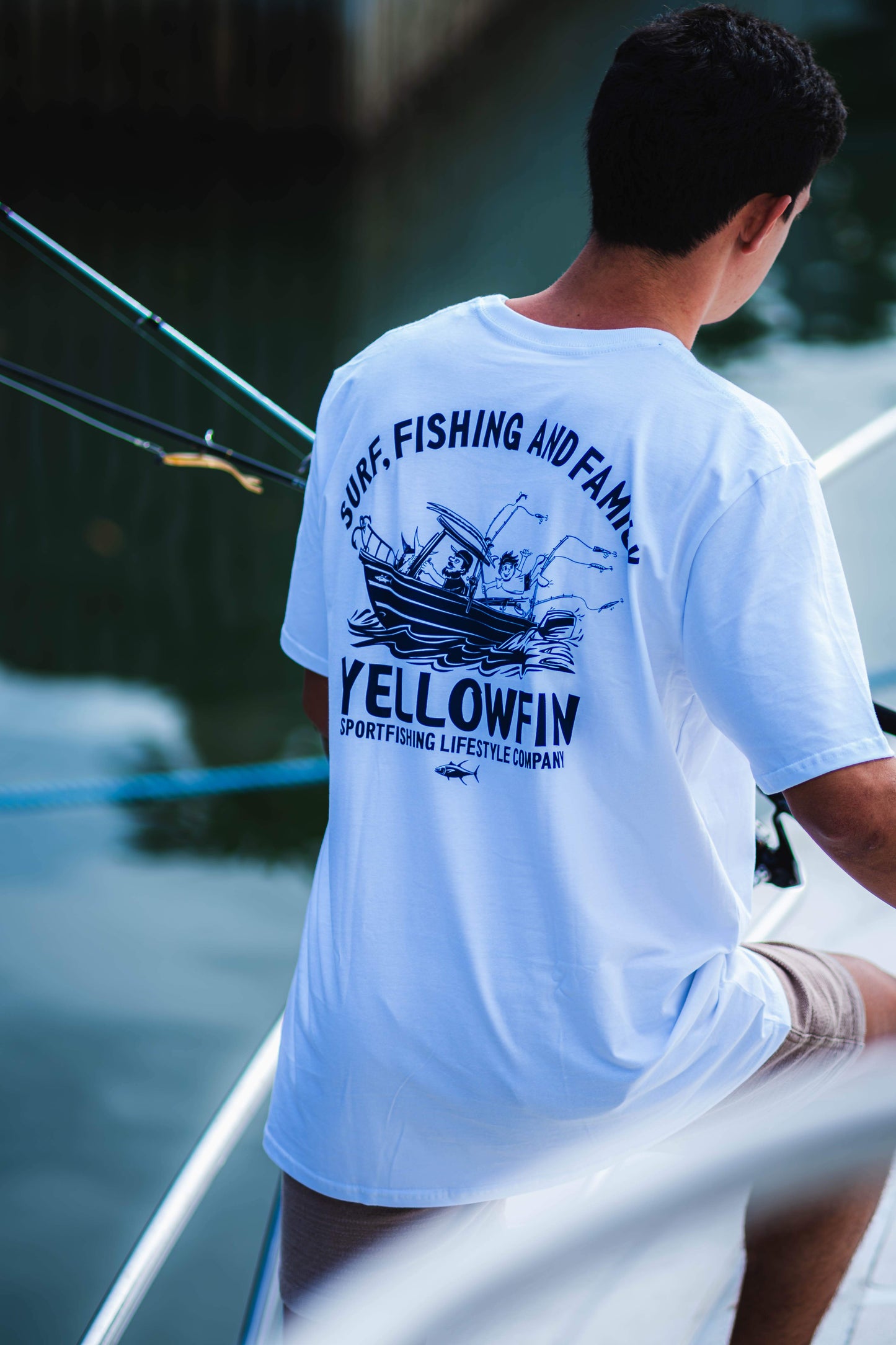 Camiseta Yellowfin Fishing Masculina Branca