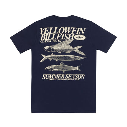 Camiseta Yellowfin Billfish Baits PIMA Azul Marinho